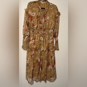 Walter Baker Artur Poppy Print Midi Dress